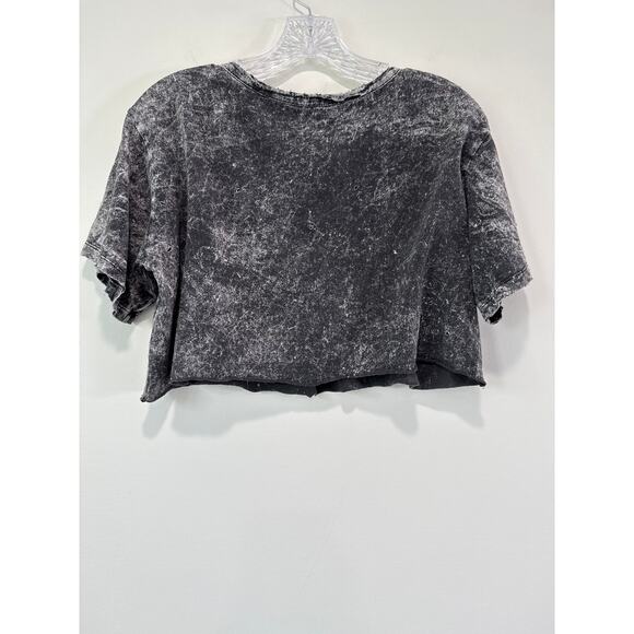 Bravado Guns N Roses Distressed Acid Wash Graphic Band Tee Sz L Cropped Lace Up - Picture 7 of 7